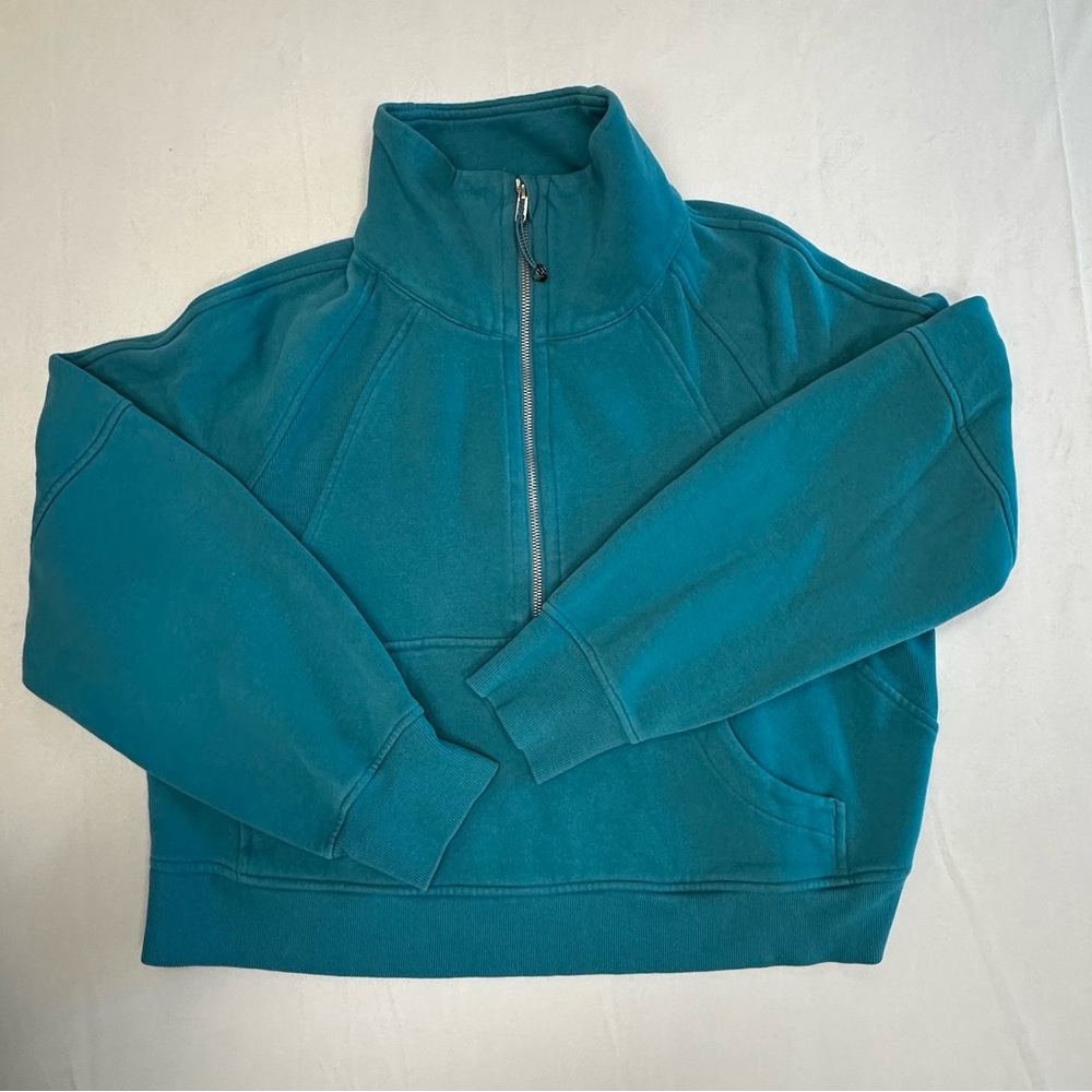 Lululemon Teal Pullover Size M/L Women’s Sweatshirt Cropped Zip Neck